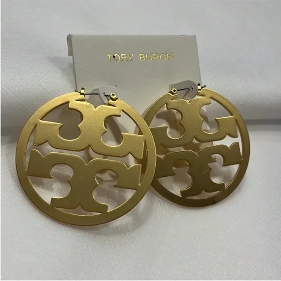 NWT Tory Burch Miller Gold Large Statement Hoop Earrings - Picture 6 of 7